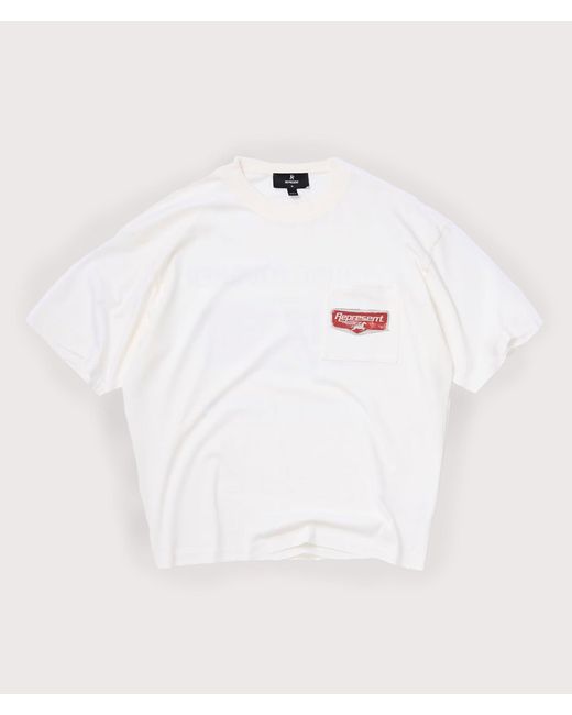 Represent White Oversized Fit Nothing Faster T-Shirt for men