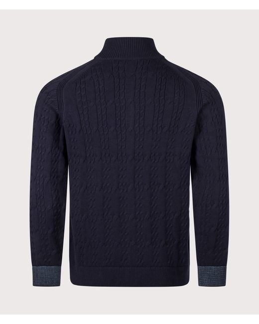 Paul Smith Blue Cable Knit Zip Through Cardigan for men