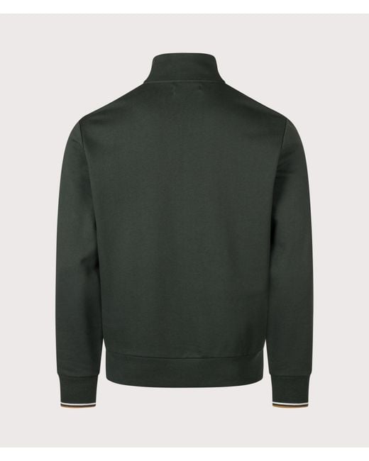 Fred Perry Green Regular Fit Quarter Zip Sweatshirt for men