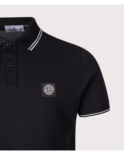 Stone Island Black Slim Fit Organic Cotton Polo Shirt for men
