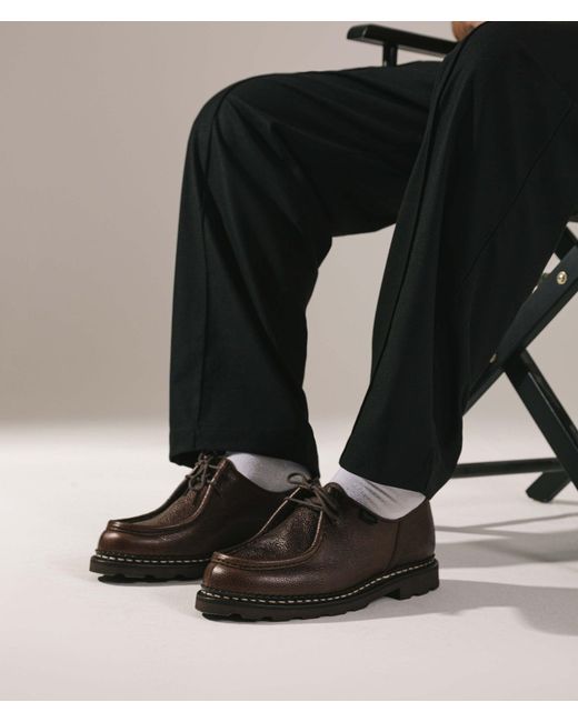 Paraboot Brown Michael Grained Leather Shoes for men