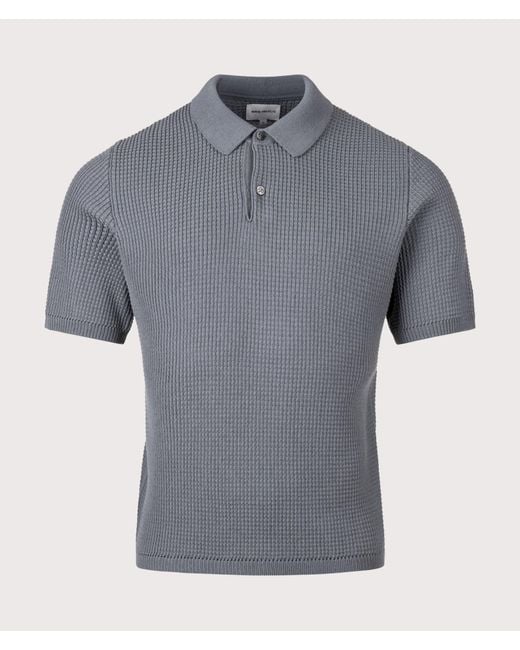 Norse Projects Gray Anholt Cotton Crepe Polo Shirt for men