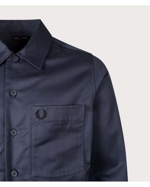 Fred Perry Blue Regular Fit Twill Overshirt for men