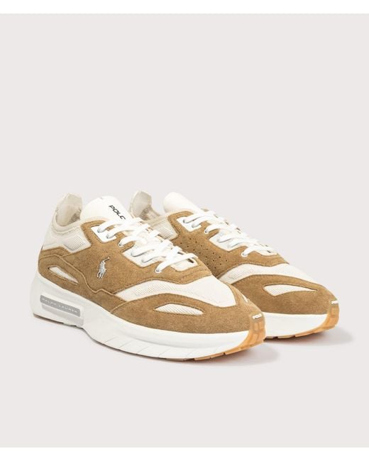 Polo Ralph Lauren Natural Boerum Suede-Paneled Knit Trainers for men