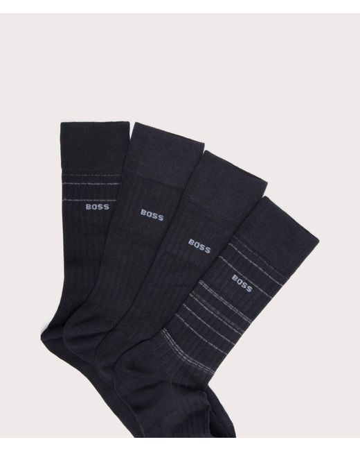 Boss Blue 4 Pack Rs Rib Socks for men