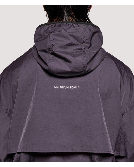 MKI Miyuki-Zoku Purple Box Fit Hyperlight Hooded Wind Jacket for men