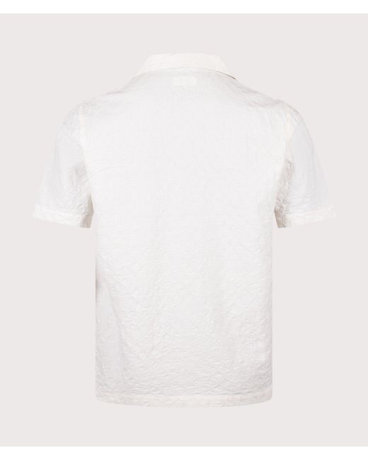 Universal Works White Short Sleeve Seersucker Road Shirt for men