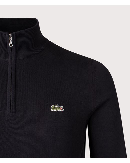 Lacoste Black Quarter Zip Knit Jumper for men