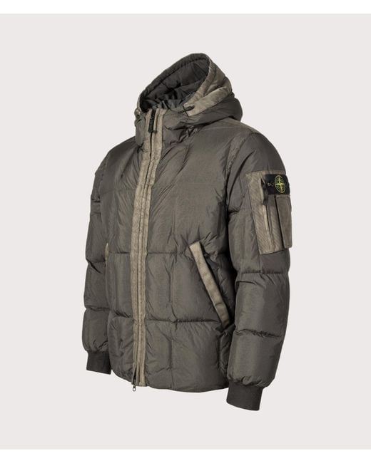 Stone Island Gray Garment Dyed Crinkle Reps Ny Down Jacket for men
