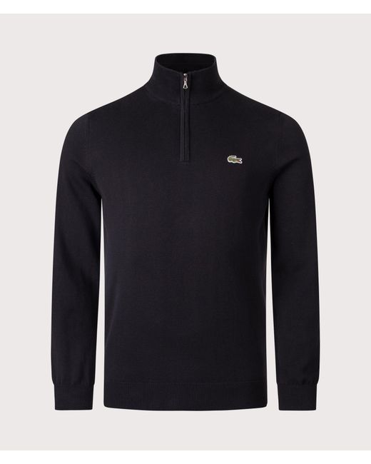 Lacoste Black Quarter Zip Knit Jumper for men