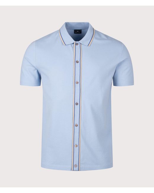 Paul Smith Blue Regular Fit Button Through Polo Shirt for men