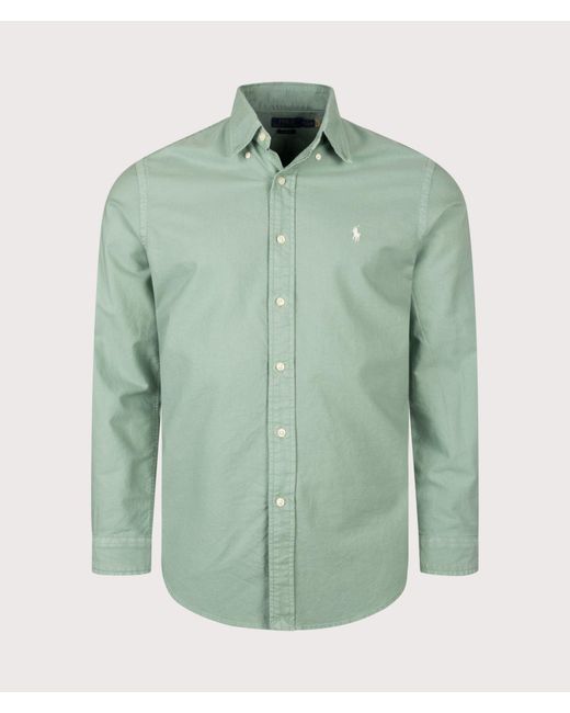 Polo Ralph Lauren Green Custom Fit Garment-Dyed Oxford Shirt for men