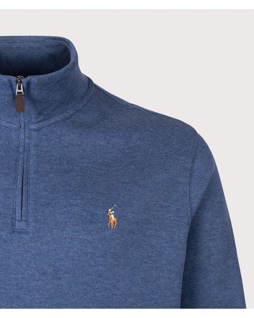 Polo Ralph Lauren Blue Loose Fit Estate-Rib Quarter Zip Knit Jumper for men