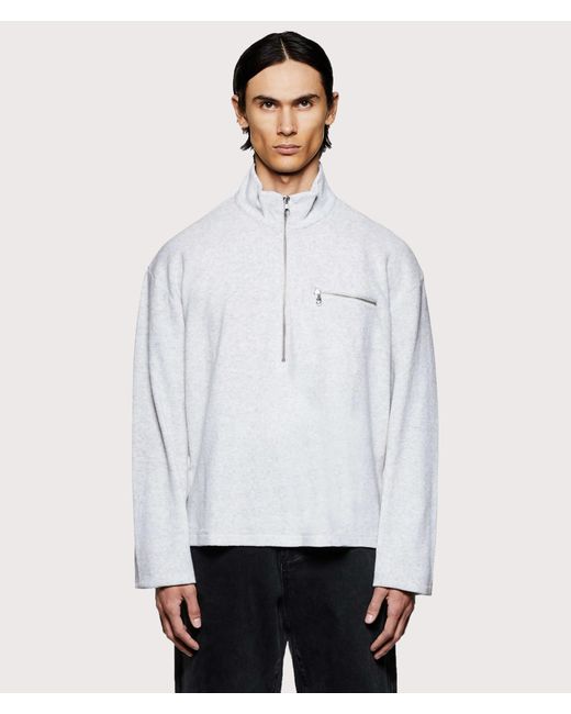 MKI Miyuki-Zoku White Towelling Quarter Zip Sweatshirt for men