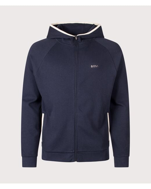 Boss Blue Regular Fit Sense Zip Through Hoodie for men