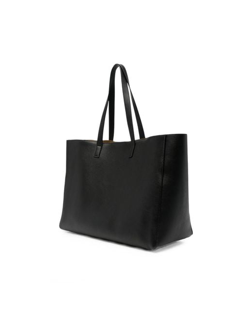 Saint Laurent Black Logo-Stamp Leather Tote Bag for men