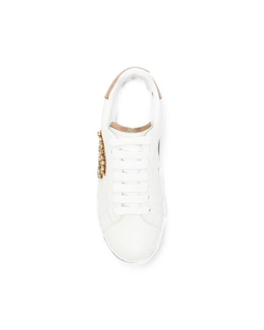 Dolce & Gabbana White Crystal-Embellished Dg Logo Sneakers