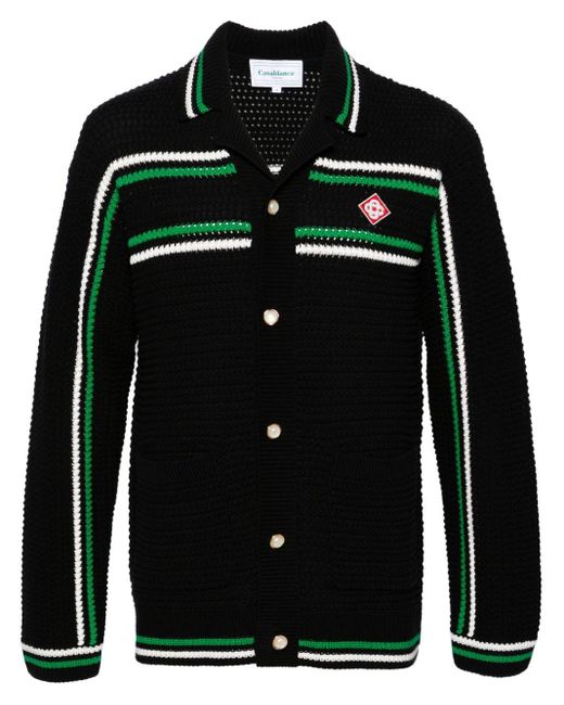 Casablancabrand Black Striped Crochet-Effect Cardigan for men