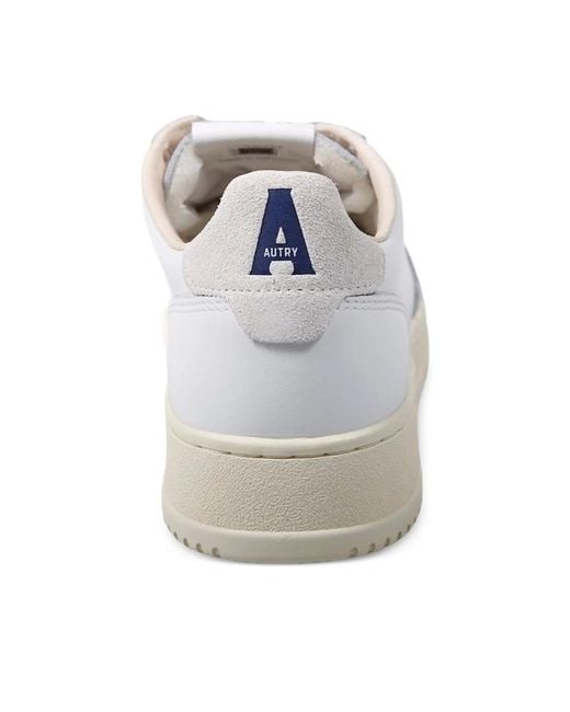 Autry White Medalist Leather Low-Top Sneakers for men