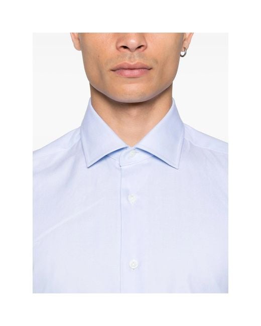 Mazzarelli Blue Long-Sleeved Shirt for men