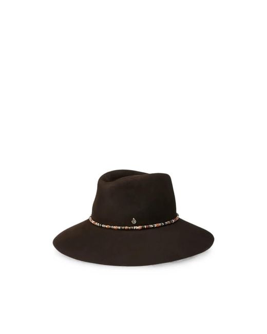 Maison Michel Black Lauren Beaded-Trim Hat