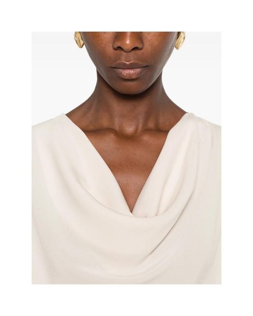 Max Mara Natural Cowl-Neck Silk Blouse
