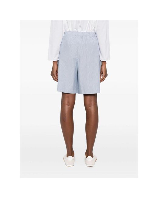 Baserange Blue Striped Elasticated-Waistband Shorts