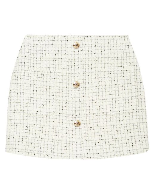 Anine Bing White Mateo Tweed Miniskirt