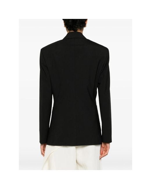Covert Black Single-Breasted Patch-Pocket Blazer