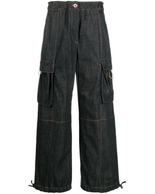 Brunello Cucinelli Gray Drawstring Cargo Jeans