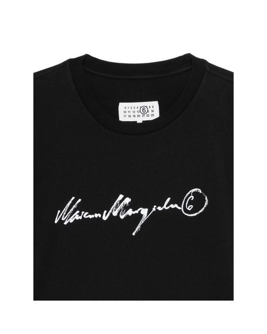 MM6 by Maison Margiela Black Logo-Print T-Shirt for men