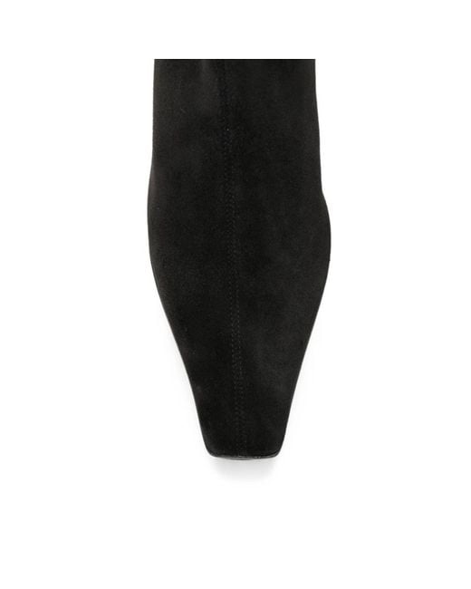 Khaite Black Arizona Pointed-Toe Suede Ankle Boots