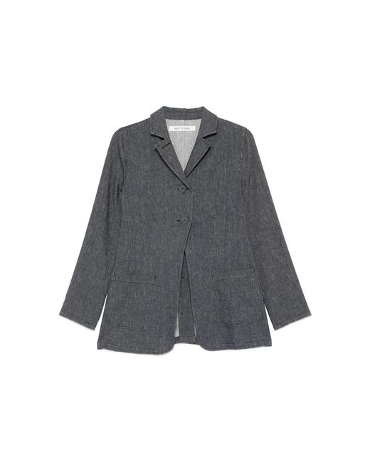 Mark Kenly Domino Tan Gray Robin Button-Fastening Blazer