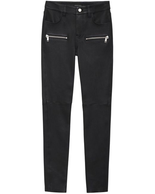 Anine Bing Black Remy Leather Skinny Trousers