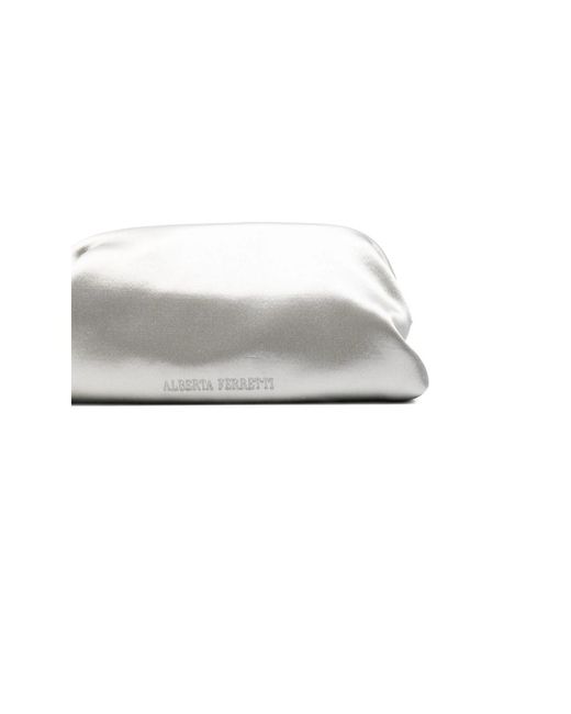 Alberta Ferretti White Mini Metallic Clutch Bag