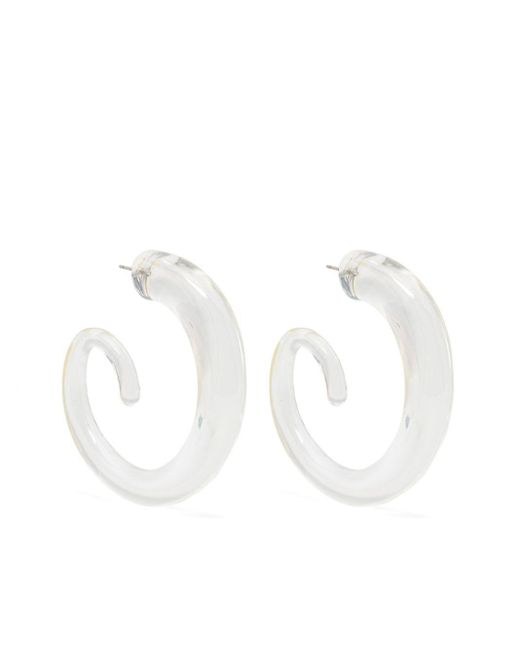 GIMAGUAS White Logo-Sculpted Hoop Earrings