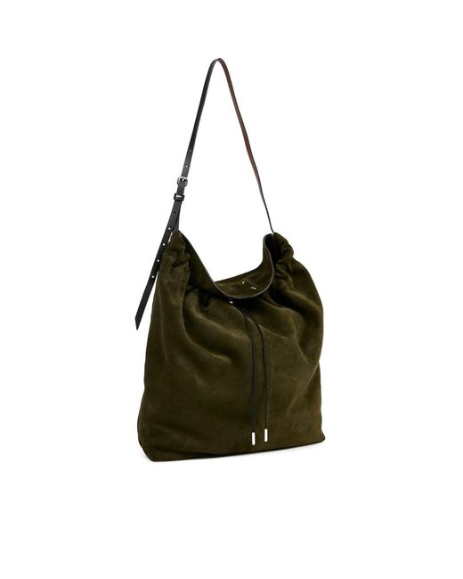 Maison Margiela Black Suede Drawstring Shoulder Bag