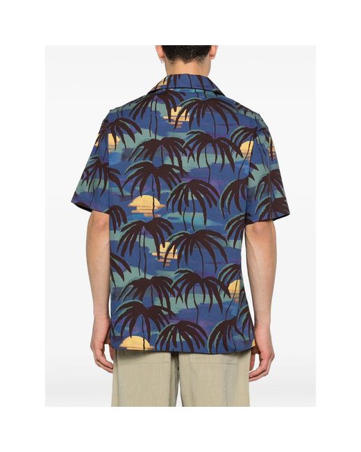 Drole de Monsieur Blue Palm Button Shirt for men
