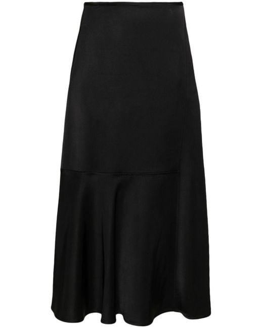 Jil Sander Black High-Waisted A-Line Midi Skirt