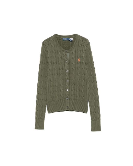 Ralph Lauren Green Cable-Knit Cardigan