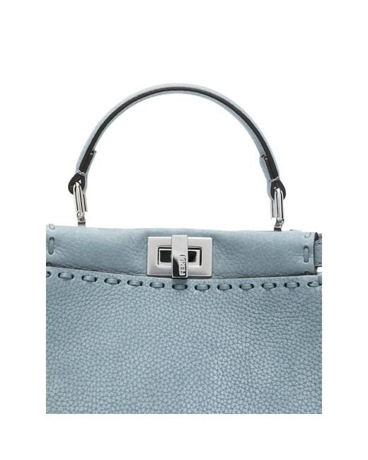 Fendi Blue Mini Peekaboo Tote Bag