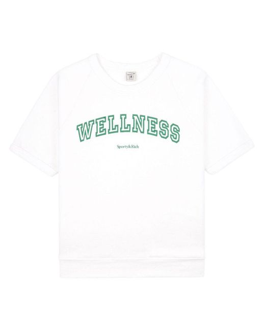Sporty & Rich Blue Wellness-Print Cotton T-Shirt