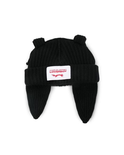 Charles Jeffrey Black Ears Knitted Beanies Hat for men