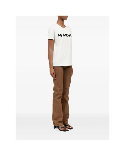 MM6 by Maison Margiela White Margie Printed Short-Sleeved T-Shirt