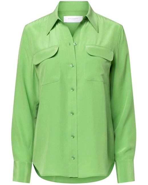 Equipment Green Slim Signature Silk Shirt