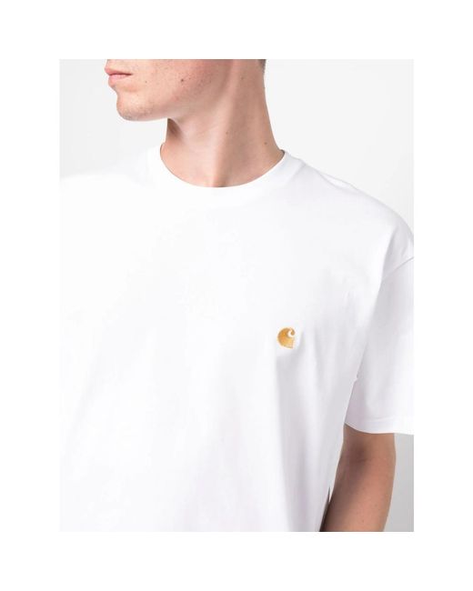 Carhartt White Logo Cotton T-Shirt for men