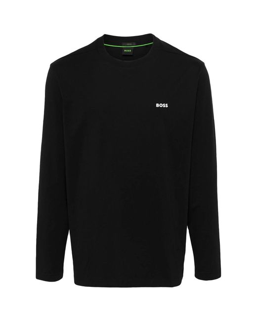 Boss Black Rubberised-Logo Long-Sleeve T-Shirt for men