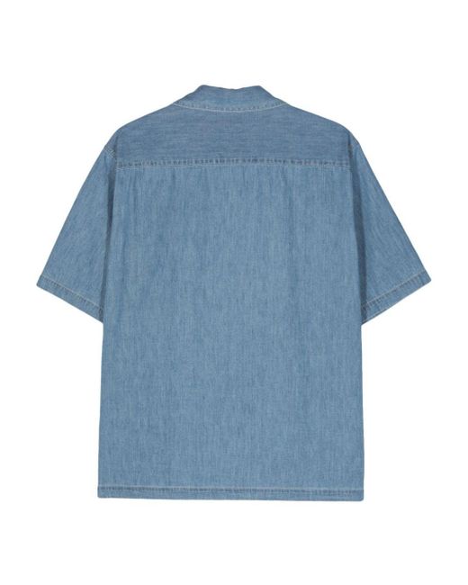 Auralee Blue Short-Sleeved Denim Shirt for men