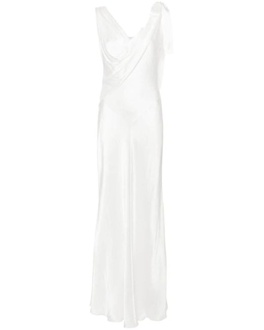 Alberta Ferretti White Asymmetric Draped Gown
