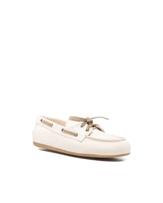 Miu Miu White Lace-Up Boat Shoes